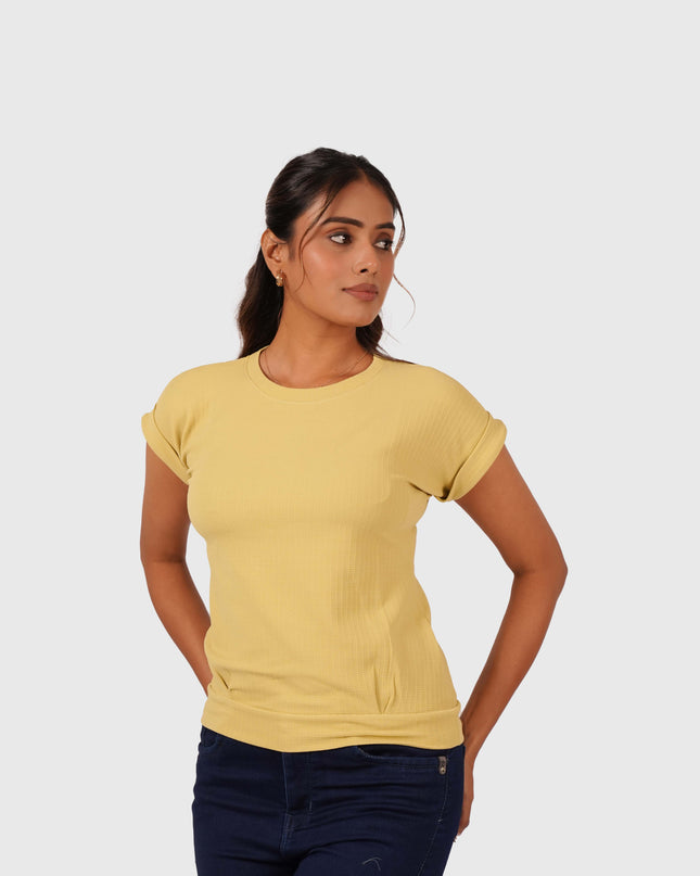 Women’s Light Yellow Regular Fit T-Shirt