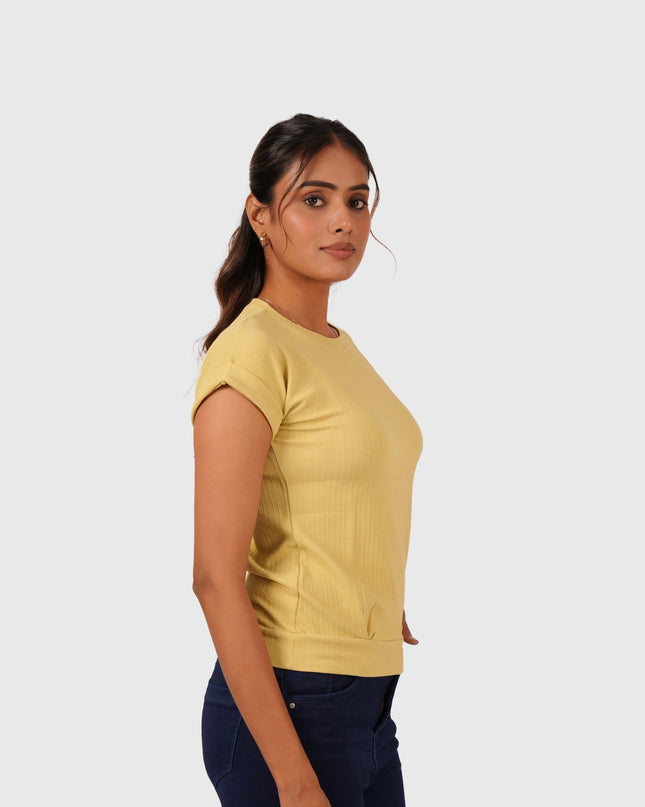 Women’s Light Yellow Regular Fit T-Shirt