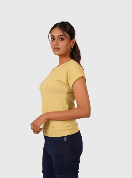 Women’s Light Yellow Regular Fit T-Shirt