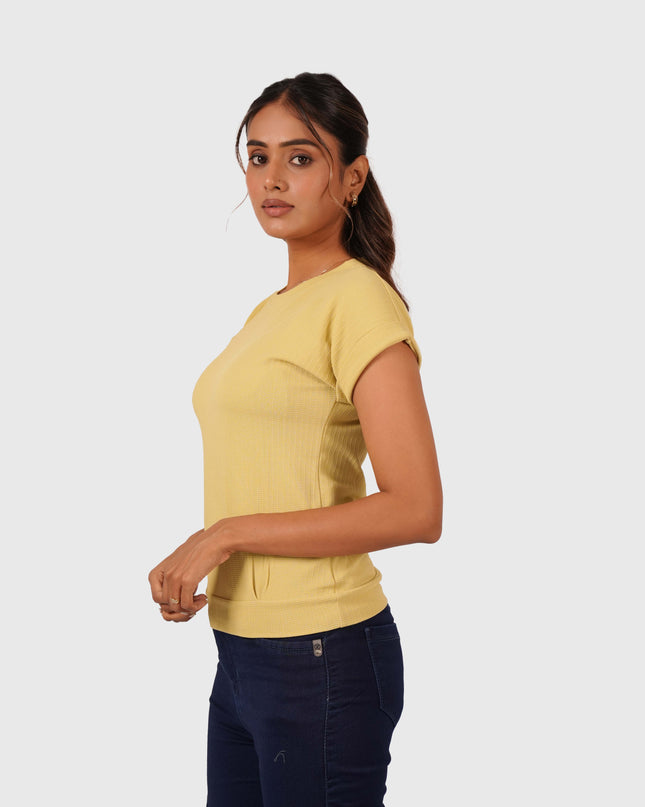 Women’s Light Yellow Regular Fit T-Shirt