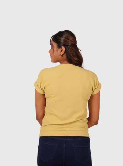 Women’s Light Yellow Regular Fit T-Shirt