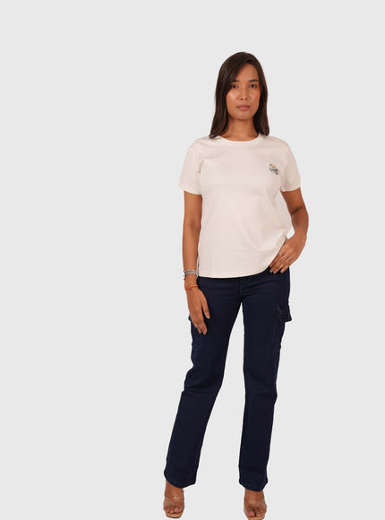 Women’s White Round Neck Regular Fit T-Shirt