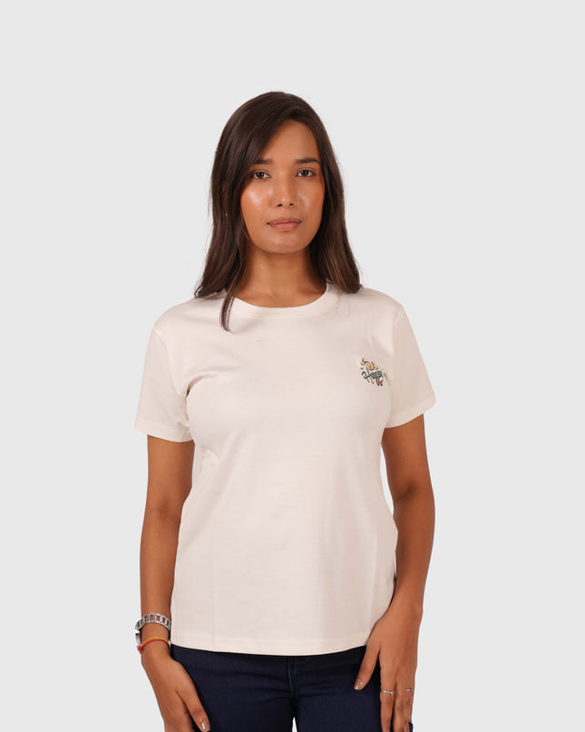 Women’s White Round Neck Regular Fit T-Shirt