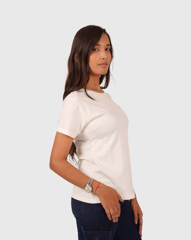 Women’s White Round Neck Regular Fit T-Shirt
