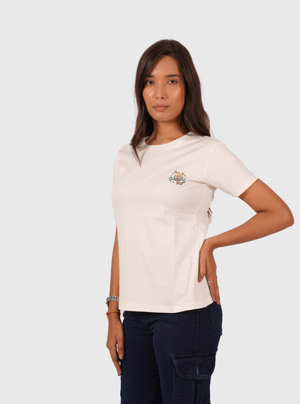 Women’s White Round Neck Regular Fit T-Shirt
