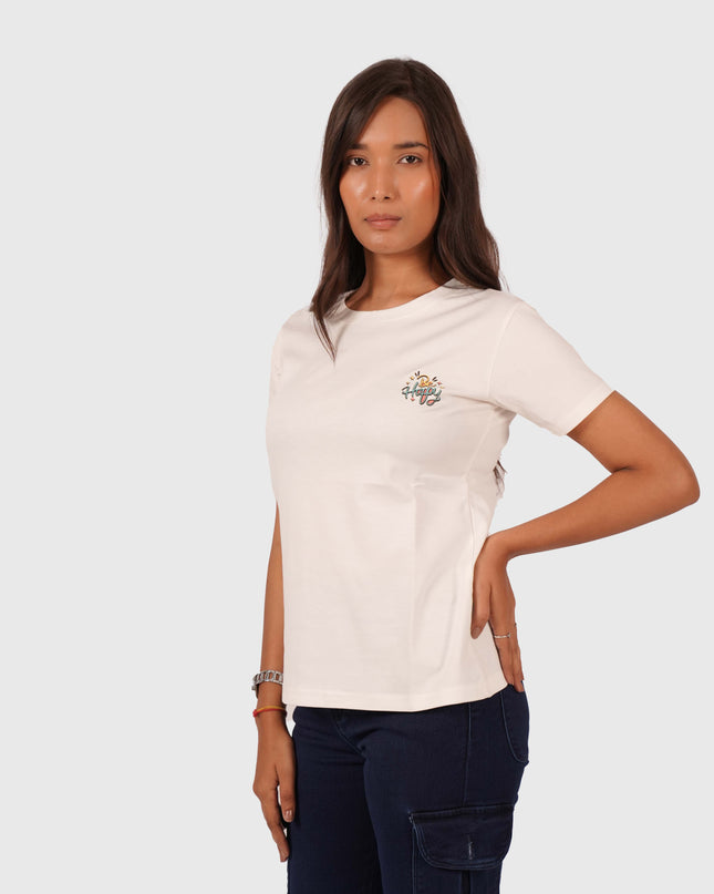 Women’s White Round Neck Regular Fit T-Shirt