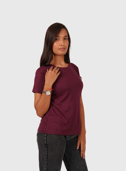 Women’s Maroon Regular Fit Round Neck T-Shirt