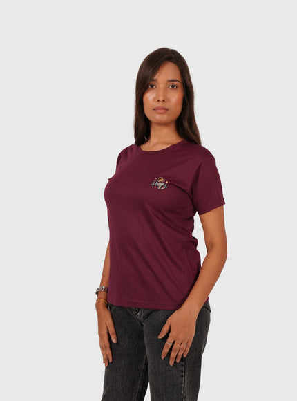 Women’s Maroon Regular Fit Round Neck T-Shirt