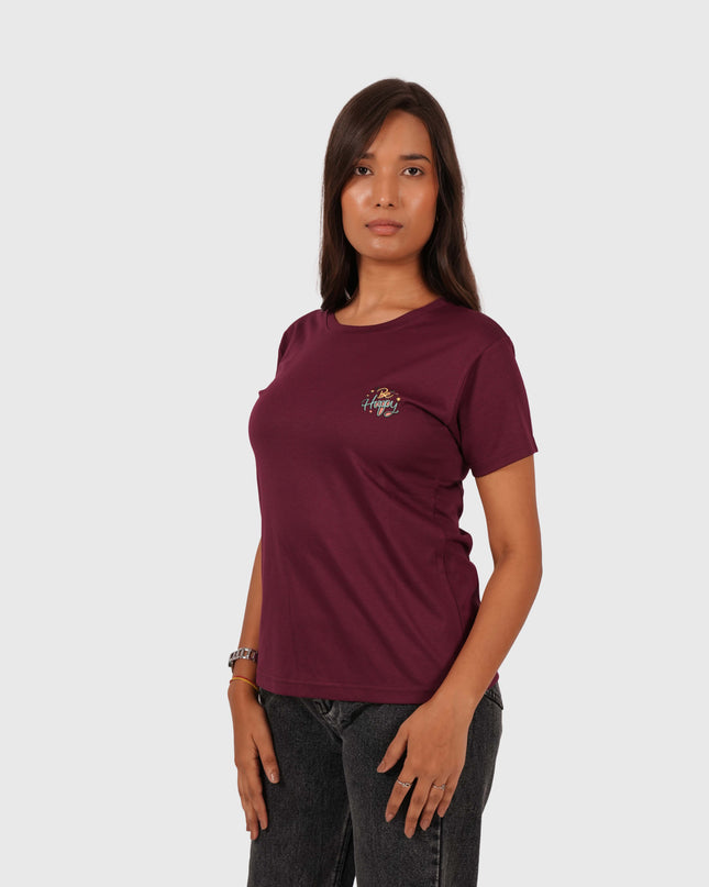 Women’s Maroon Regular Fit Round Neck T-Shirt