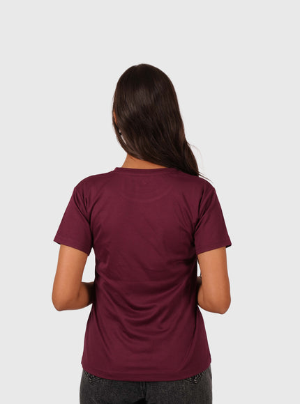 Women’s Maroon Regular Fit Round Neck T-Shirt