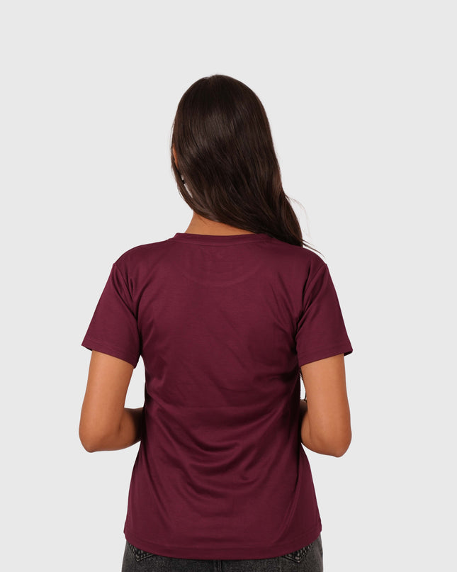 Women’s Maroon Regular Fit Round Neck T-Shirt