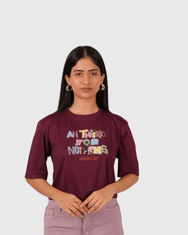 Women’s Wine Oversized Crop T-Shirt