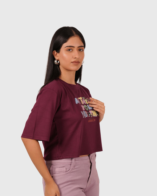 Women’s Wine Oversized Crop T-Shirt