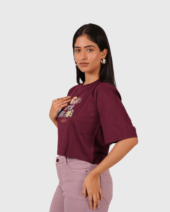 Women’s Wine Oversized Crop T-Shirt