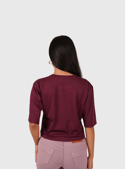 Women’s Wine Oversized Crop T-Shirt