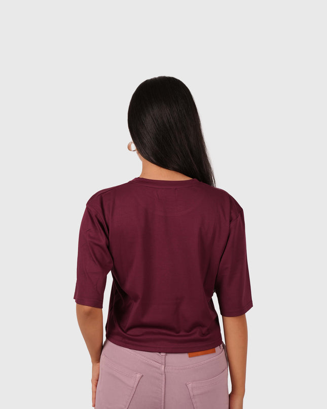Women’s Wine Oversized Crop T-Shirt