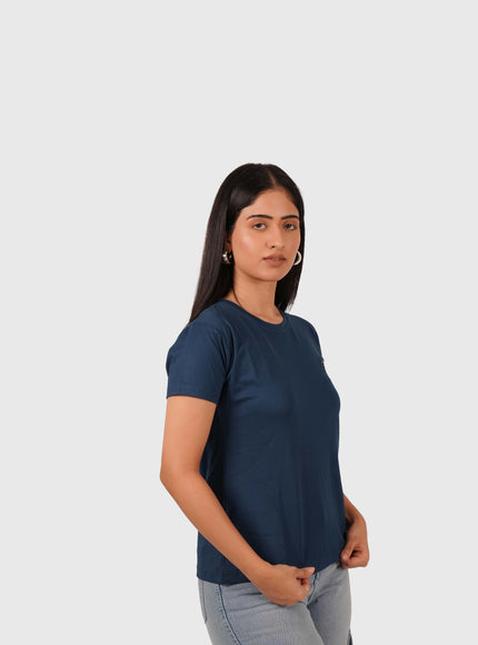 Women’s Navy Blue Regular Fit Round Neck T-Shirt