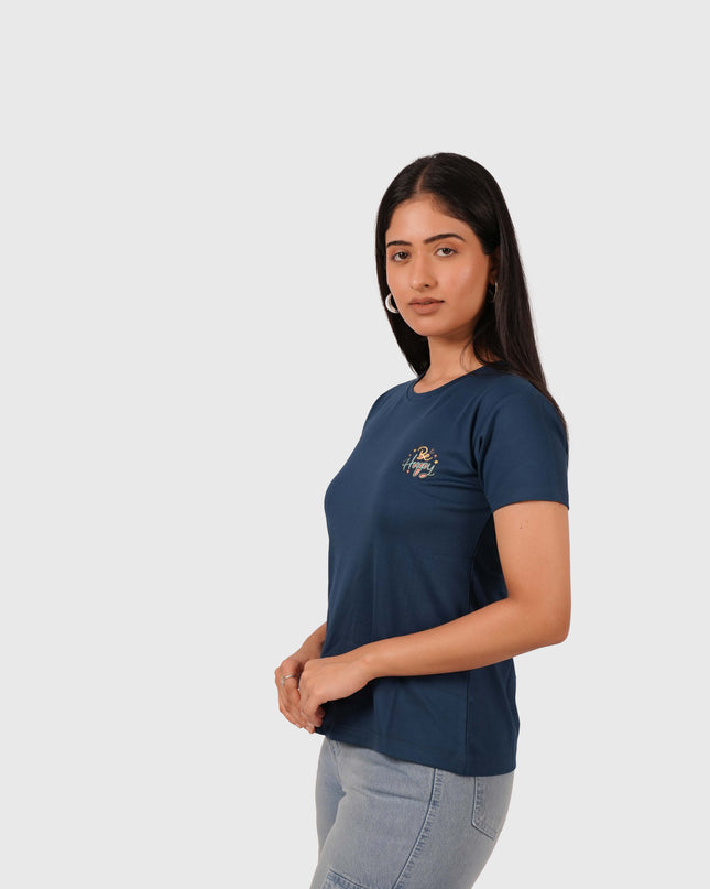 Women’s Navy Blue Regular Fit Round Neck T-Shirt