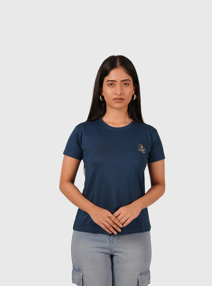 Women’s Navy Blue Regular Fit Round Neck T-Shirt