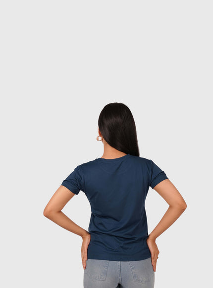Women’s Navy Blue Regular Fit Round Neck T-Shirt