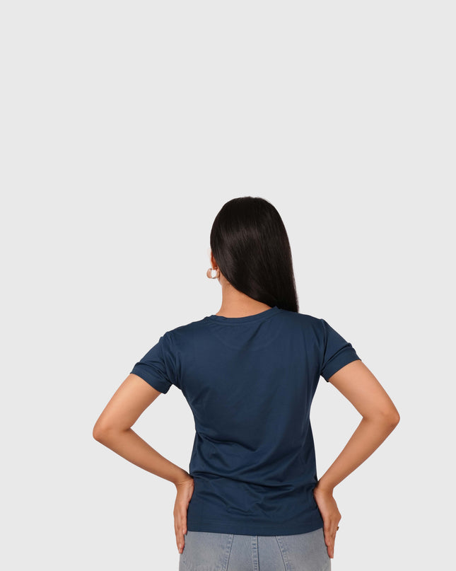 Women’s Navy Blue Regular Fit Round Neck T-Shirt