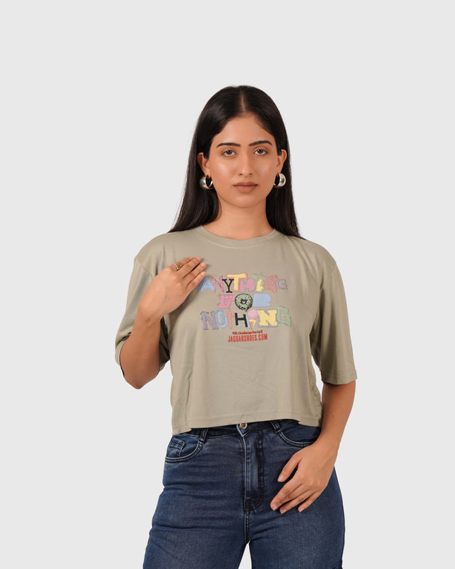 Women’s Olive Green Oversized Crop T-Shirt