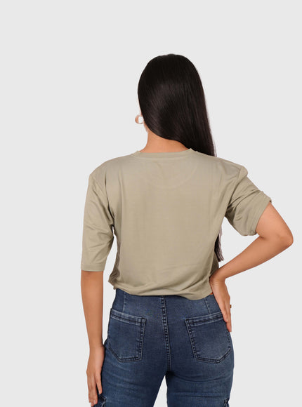 Women’s Olive Green Oversized Crop T-Shirt