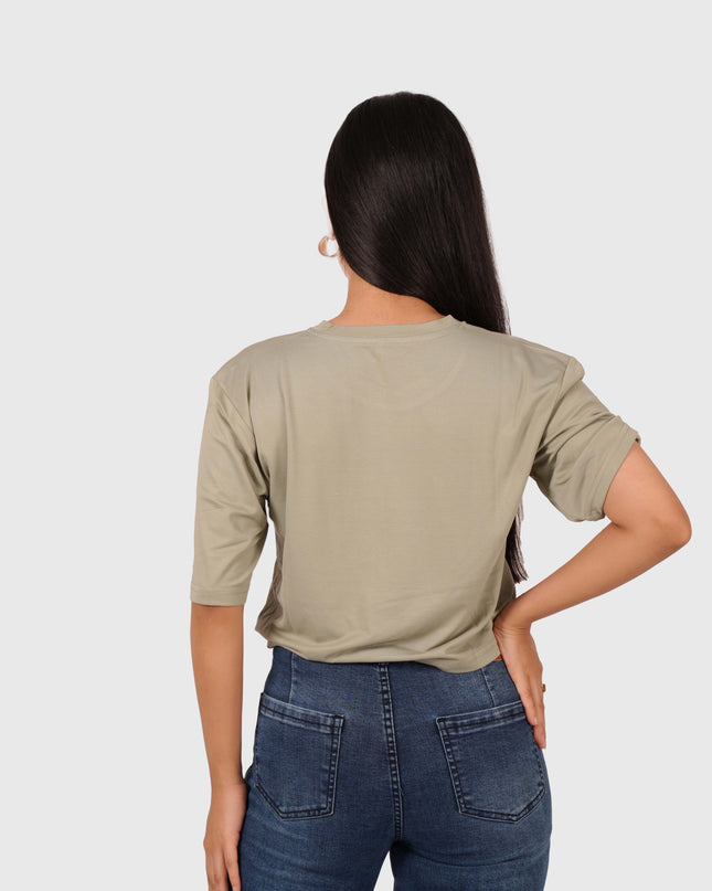 Women’s Olive Green Oversized Crop T-Shirt