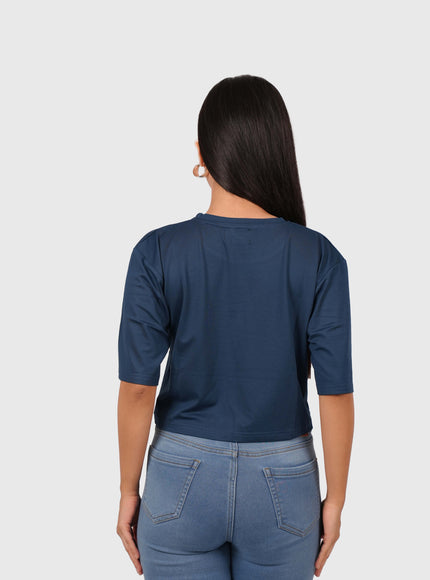 Women’s Navy Blue Oversized Crop T-Shirt