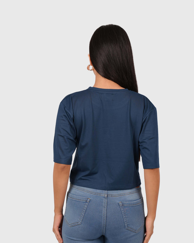 Women’s Navy Blue Oversized Crop T-Shirt