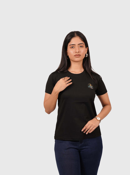 Women’s Black Regular Fit Round Neck T-Shirt