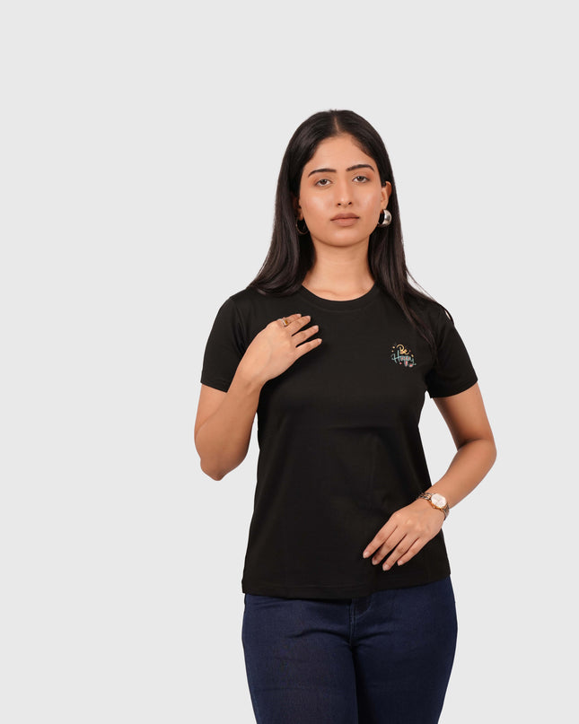 Women’s Black Regular Fit Round Neck T-Shirt