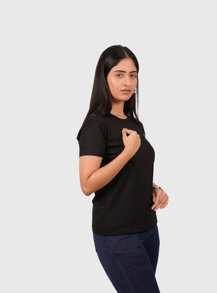 Women’s Black Regular Fit Round Neck T-Shirt