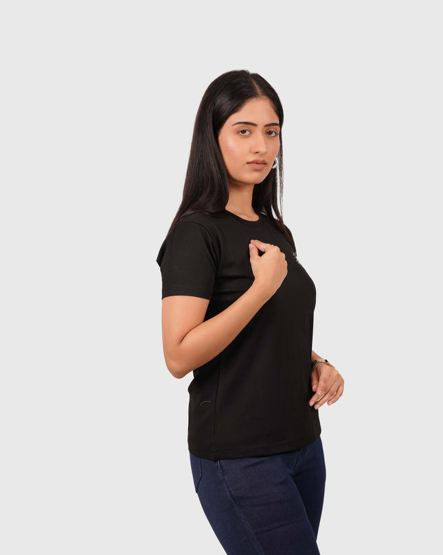 Women’s Black Regular Fit Round Neck T-Shirt