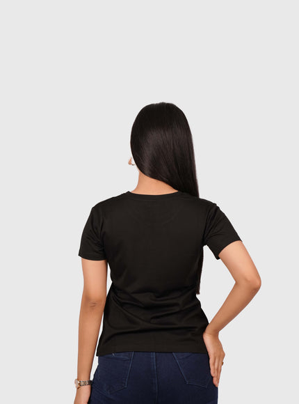 Women’s Black Regular Fit Round Neck T-Shirt