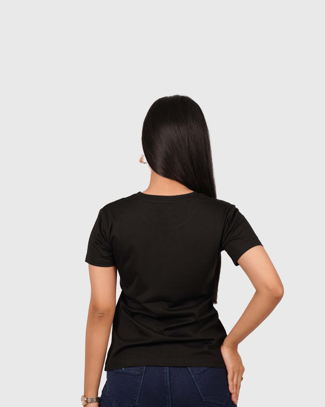 Women’s Black Regular Fit Round Neck T-Shirt