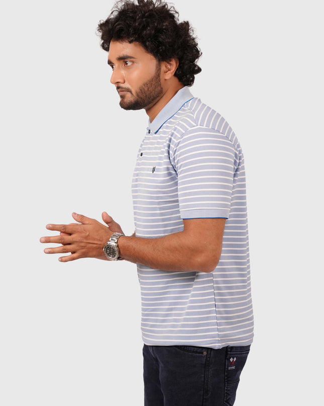 Men’s Light Blue Striped Polo T-Shirt