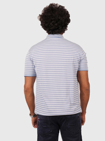 Men’s Light Blue Striped Polo T-Shirt