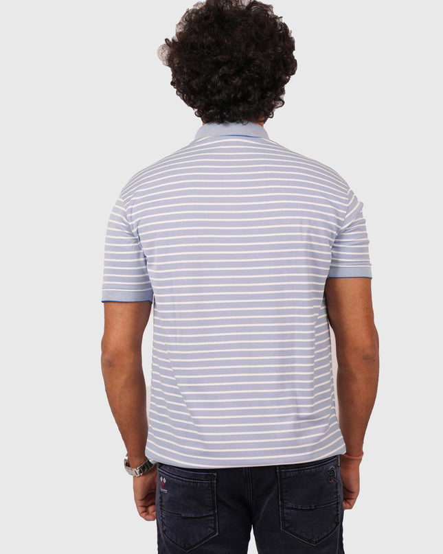 Men’s Light Blue Striped Polo T-Shirt