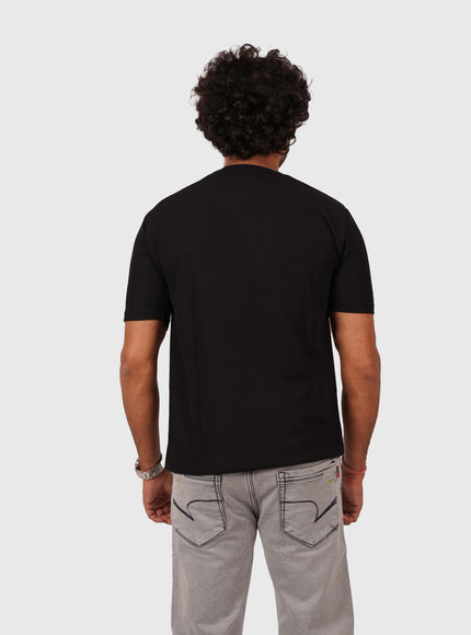 Men’s Jet Black Half-Zip Casual T-Shirt