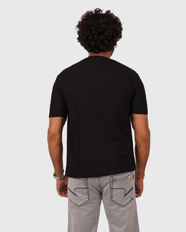 Men’s Jet Black Half-Zip Casual T-Shirt
