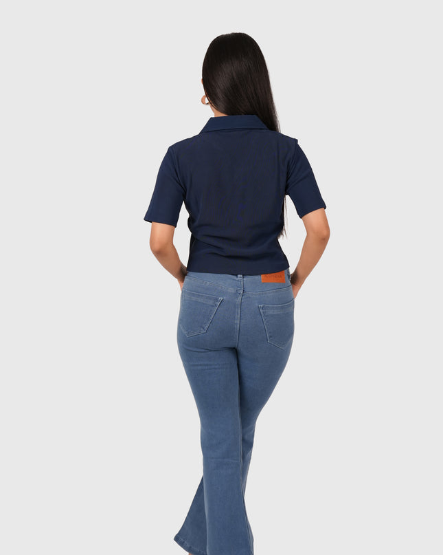 Women’s Light Blue Full-Length Bell Bottom Jeans