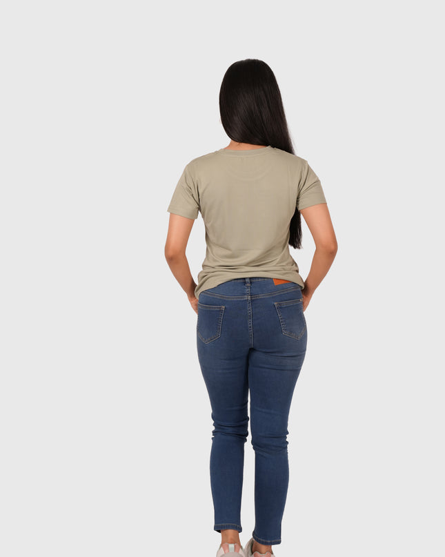 Women’s Sage Green Regular Fit Round Neck T-Shirt