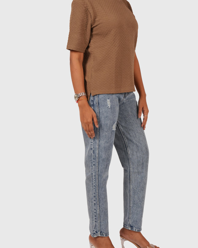 Women’s Sky Blue Full-Length Mom Fit Jeans